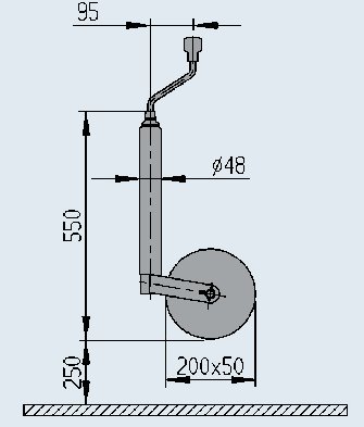Roue jockey PLUS — charge statique 300 kg, roue 200×50 caoutchouc AL-KO 1222437