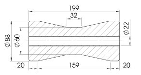 Rouleau de quille — Ø 88 x 199 mm, trou Ø 22 mm (tube acier) AL-KO 360713