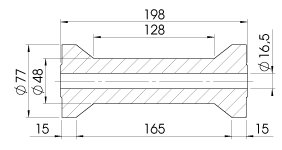 Rouleau de quille — Ø 77 x 198 mm, trou Ø 16,5 mm AL-KO 360710
