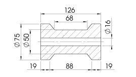Rouleau de quille — Ø 75 x 126 mm, trou Ø 16 mm AL-KO 360711