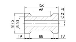 Rouleau de quille — Ø 75 x 126 mm, trou Ø 21,5 mm AL-KO 360712