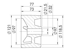 Rouleau latéral — Ø 121 x 77 mm, trou Ø 21,5 mm AL-KO 360720