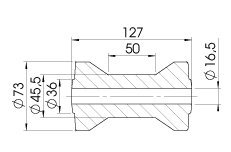 Rouleau de quille — type RP-5, Ø 73 x 127 mm, trou Ø 16,5 mm AL-KO 1224415