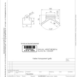 Support pour ancre avec semelle en V — type RP-3, jaune transparent, dimensions 150 x 71 mm AL-KO 1224429