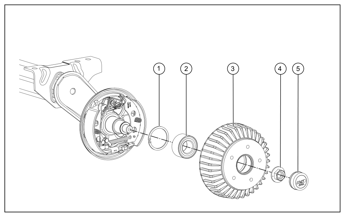 Vue éclatée Tambour de frein 2051 / 2361 AAA et roulement compact