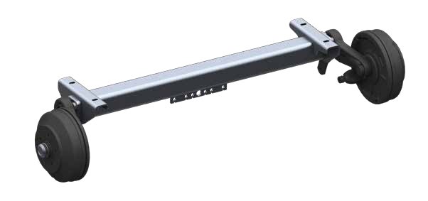 Essieu freiné carré à ressorts en caoutchouc SWING (version légère) — Première essieu, inclut câbles de frein non montés, voie 1520 mm, entre fixations 1590 mm AL-KO 4021145
