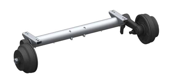 Essieu freiné avec suspension à lames, deuxième axe pour tandem — Voie 1700 mm, entre fixations 1630 mm, longueur 1200 mm, hauteur 1336 mm, garde au sol 1785 mm AL-KO 4012428