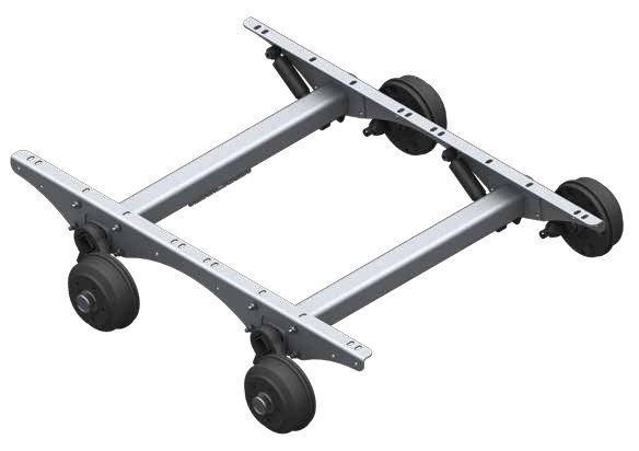 Essieu freiné tandem à suspension à lame de caoutchouc (Swing) — Perçage 5×112/60°, voie 1850 mm, entre fixations 1790 mm, section 1400 mm AL-KO 4021344
