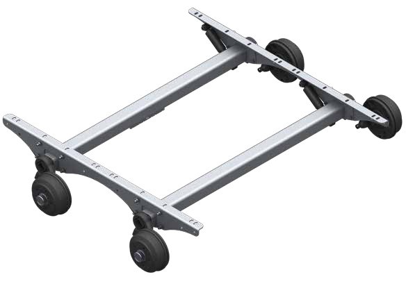 Essieu freiné carré tandem (suspension caoutchouc Swing) — Perçage 4×100, voie 2200 mm, entre fixations 1872 mm AL-KO 4021355