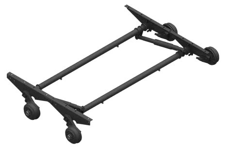 Essieu freiné tandem hydraulique basculant (RONDO DB2/1355) — PTAC 2700 kg, voie 1670/1610 mm, entre fixations 1200/1280 mm AL-KO 4021375