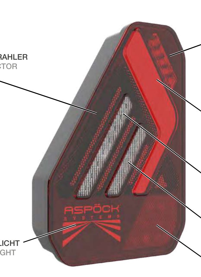 Feu arrière EARPOINT II LED droit — 12/24 V, LED, extrémité libre Aspöck 35-4920-027