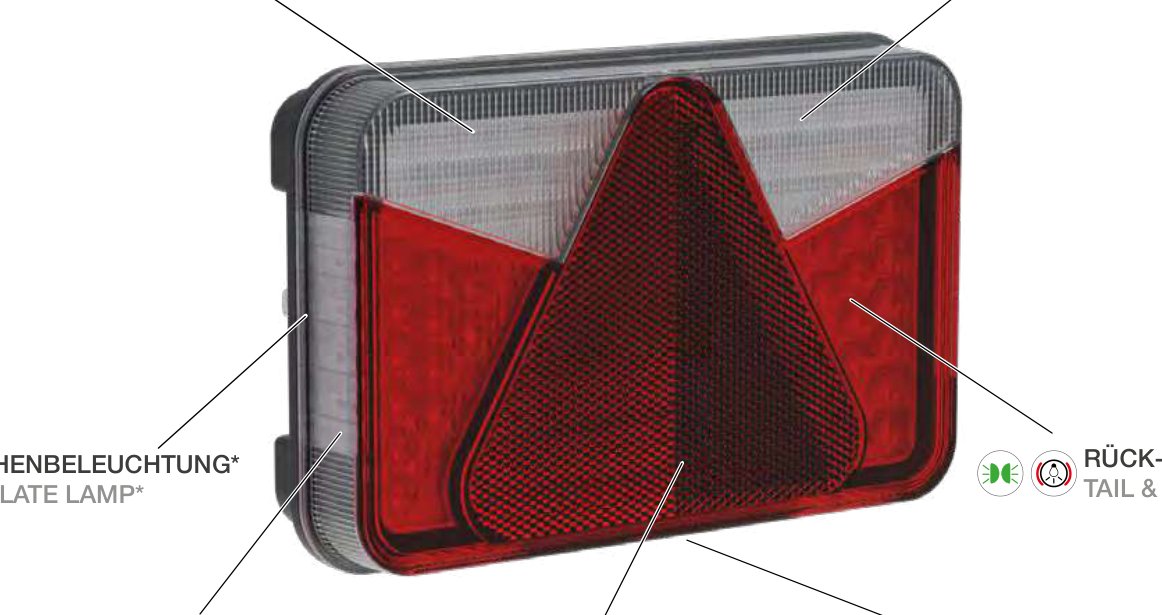 Feu arrière MULTILED V gauche — 12 V, LED, 5 broches baïonnette Aspöck 24-8951-057