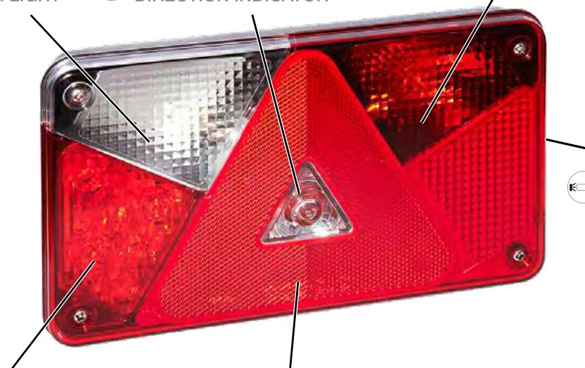 Feu arrière MULTIPOINT V & MULTIPOINT V LED droit — 12 V, 8 broches baïonnette Aspöck 24-8750-007