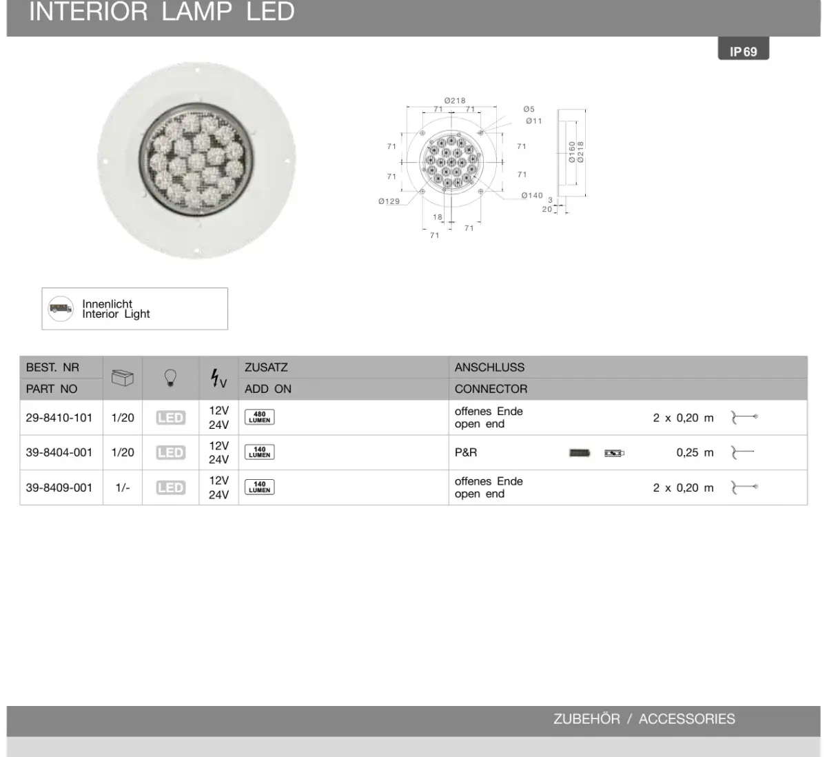 Vue éclatée INNENLEUCHTE LED INTERIOR LAMP LED — pièces de rechange et accessoires