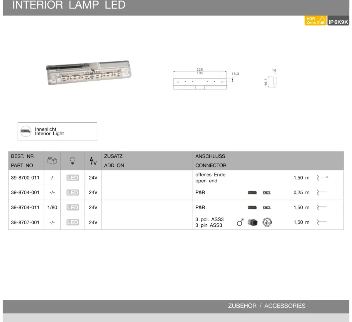 Vue éclatée INNENLEUCHTE LED INTERIOR LAMP LED — pièces de rechange et accessoires