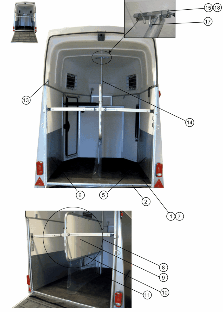 Vue éclatée Royal XT (type 37) — Interiör & Mellanvägg / Interior & Partition Wall / Innenraum & Zwischenwand