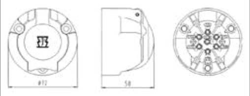 Socle de prise (ISO 1724 – Type N) 7P/12V — ERICH JAEGER, plastique renforcé 101120