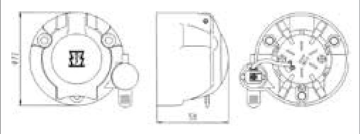 Socle de prise 7P/12V (ISO 1724 – Type N) avec socle de prise auxiliaire à 2P (ISO 4165) — nickel (Ni), contact à vis serre-fil Erich Jaeger 101342