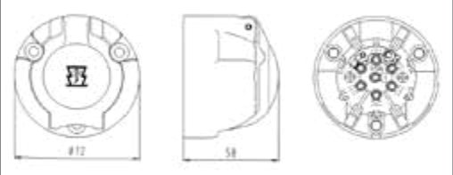 Socle de prise (ISO 1724 – Type N) 7P/12V — métal incassable, couleur argent Erich Jaeger 101202