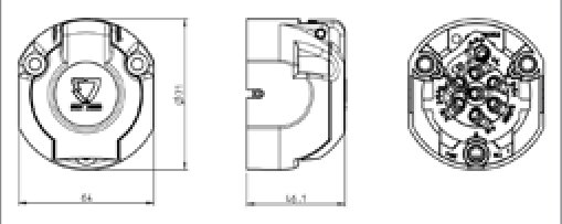 Socle de prise (ISO 1724 – Type N) 7P/12V — ERICH JAEGER, Sachet plastique 101297