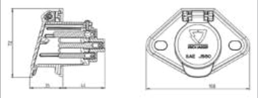 Socle de prise (SAE J560 Primary, ABS) 7P/12V — passe-fil 180° Erich Jaeger 101428