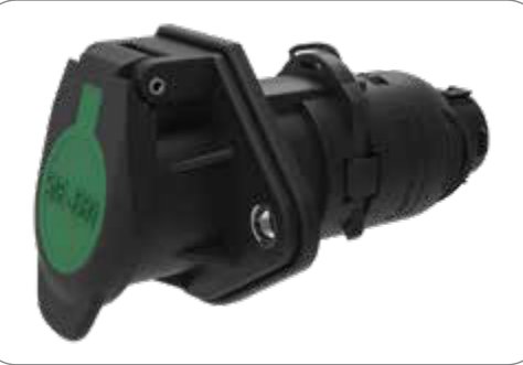 Socle de prise (SAE J560 Primary, ABS) 7P/12V 100% étanche «WeatherLock™» — Primary, pour gaine annelée NW17, sortie câble 90° Erich Jaeger 101379