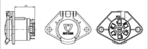 Socle de prise (ISO 3731 – Type S) 7P/24V Erich Jaeger 111101