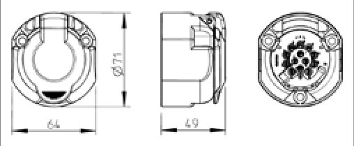 Socle de prise (ISO 11446) 13P/12V Economy — emballage individuel carton, déconnection mécanique anti- brouillard Erich Jaeger 121134