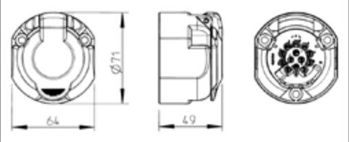 Socle de prise (ISO 11446) 13P/12V Economy Erich Jaeger 121140