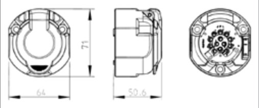 Socle de prise (ISO 11446) 13P/12V Economy — déconnection mécanique anti- brouillard Erich Jaeger 121172