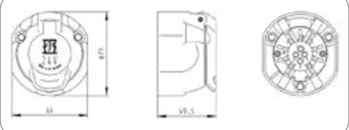 Socle de prise (ISO 11446 – Version 24V) 13P/24V — emballage individuel carton, porte-contacts, cosses plates femelles, joint passe-fil Erich Jaeger 131012