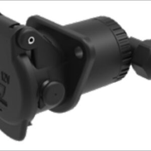 Socle de prise (ISO 7638-2 ABS, EBS, ADR) 7P/12V — contacts mâles à sertir (2x 4,0mm² + 5x 1,5mm²), pour gaine annelée NW13, sortie câble 90°, coupleur à baïonnette Erich Jaeger 141051