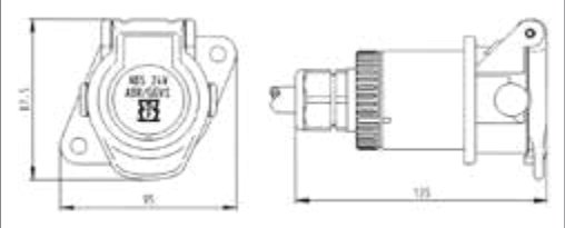 Socle de prise (ISO 7638-1 ABS, EBS, ADR) 7P/24V — presse-étoupe, sortie câble 90°, coupleur à baïonnette, 9,00mm – 16,00mm Erich Jaeger 141008