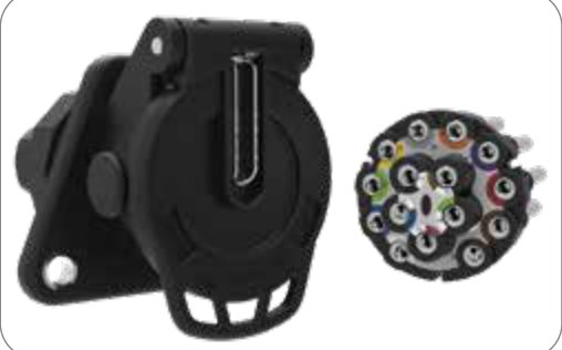 Socle de prise (ISO 12098 ADR) 15P/24V «JAEGER Basic» — presse-étoupe, sortie câble 90°, 12,00mm – 18,00mm Erich Jaeger 141175