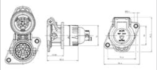 Socle de prise (ISO 12098 ADR) 15P/24V 100% étanche «JAEGER Expert» Erich Jaeger 141247