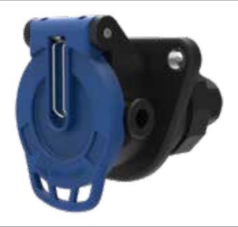 Socle de prise (Sans norme) pour la transmission vidéo 7P «JAEGER Basic Blue» — presse-étoupe, sortie câble 180°, 7,70mm – 9,30mm Erich Jaeger 141278