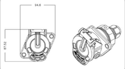 Socle de prise (Sans norme) pour la transmission vidéo 7P «JAEGER Basic Blue» — presse-étoupe, sortie câble 180°, 7,70mm – 9,30mm Erich Jaeger 141278