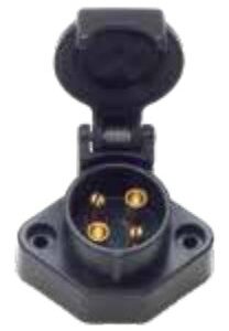Socle de prise (DIN 72575) 4P/6-24V — sortie câble 90°, joint passe-fil Erich Jaeger 151049