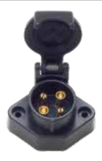 Socle de prise (DIN 72575) 4P/6-24V — sortie câble 90°, joint passe-fil Erich Jaeger 151049
