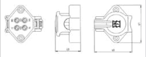 Socle de prise (DIN 72575) 4P/6-24V — sortie câble 90°, joint passe-fil Erich Jaeger 151049