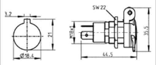 Socle de prise (ISO 4165) 2P/6-24V(16A) (Baladeuse-) Erich Jaeger 151059