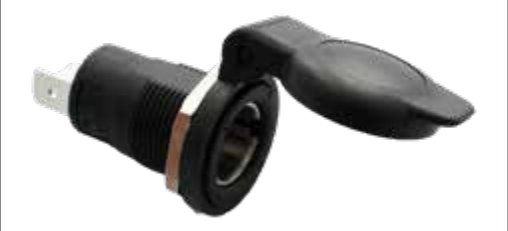 Socle de prise (ISO 4165) 2P/6-24V(16A) (Baladeuse-) — écrou hexagonal (M18), métal incassable Erich Jaeger 151021