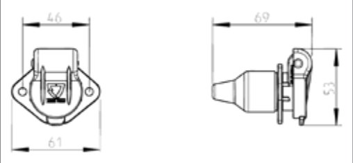 Socle de prise (DIN 9680) 3P/6-24V(25A) — presse-étoupe, avec 2 points de fixations Erich Jaeger 151131