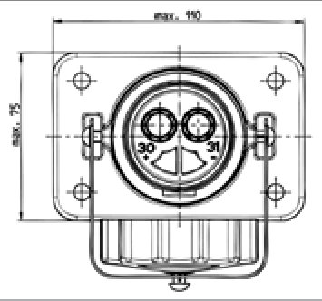 Socle de prise (VG 96917) 2P/24V(135A) — 135 A, contacts femelles à braser/sertir (35mm²) Erich Jaeger 151302