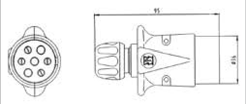 Fiche de prise (ISO 1724 – Type N) 7P/12V — neutre/sans Logo, Sans conditionnement Erich Jaeger 201053