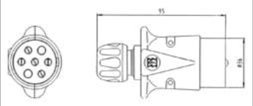 Fiche de prise (ISO 3732 – Type S) 7P/12V Erich Jaeger 201007
