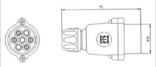 Fiche de prise (ISO 1724 – Type N) 7P/12V — neutre/sans Logo, Sans conditionnement Erich Jaeger 201018