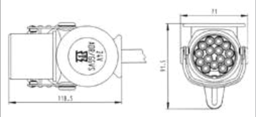 Fiche de prise (ISO 12098 ADR) 15P/24V — gaine de protection, 14,30mm – 15,10mm Erich Jaeger 241023