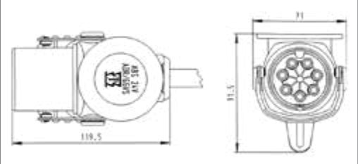 Fiche de prise (ISO 7638-1 ABS, EBS, ADR) 7P/24V — presse-étoupe, 9,00mm – 16,00mm Erich Jaeger 241045
