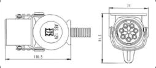 Fiche de prise (ISO 7638-2 ABS, EBS, ADR) 7P/12V — contacts femelles à sertir (2x 4,0mm² + 5x 1,5mm²), pour gaine annelée NW13 Erich Jaeger 241054
